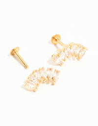 Gold Plated Surgical Steel Curved Cubic Zirconia Flat Backs - link has visual effect only