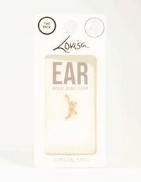 Gold Plated Surgical Steel Pink Diamante Vine Single Flat Back Stud - link has visual effect only