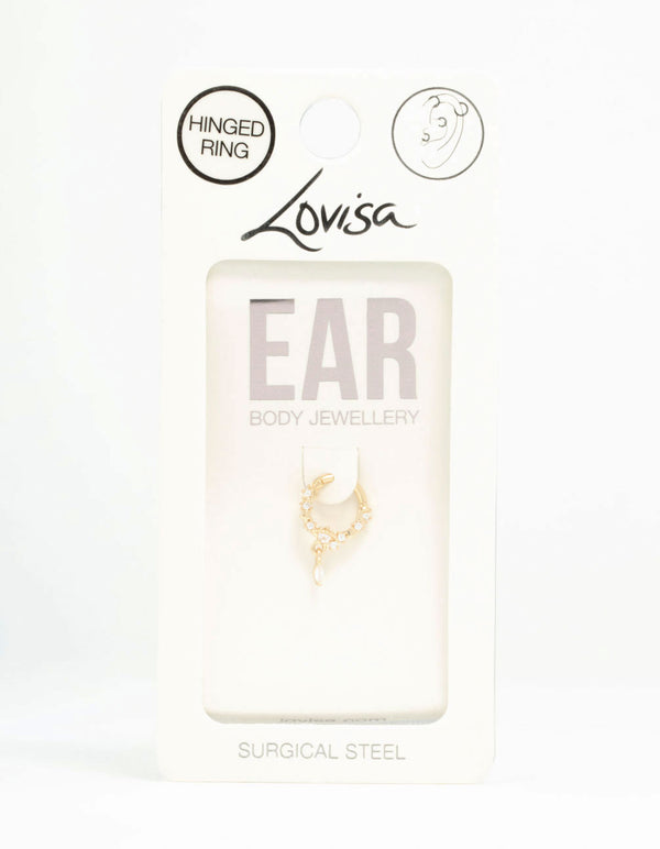 Gold Plated Surgical Steel Celestial Drop Clicker Ring