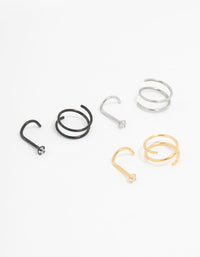 Mixed Surgical Steel Nose Ring & Stud 6-Pack - link has visual effect only