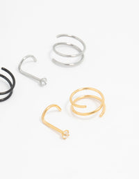 Mixed Surgical Steel Nose Ring & Stud 6-Pack - link has visual effect only