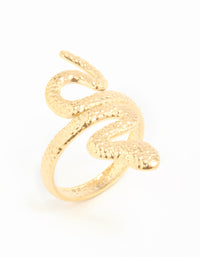 Waterproof Gold Plated Stainless Steel Textured Snake Wrap Ring - link has visual effect only