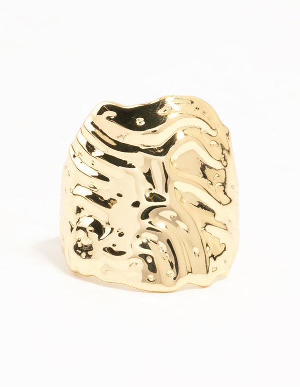 Gold Plated Molten Shield Ring