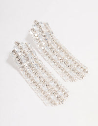 Silver Cubic Zirconia Cup Chain Silver Drop Earrings - link has visual effect only