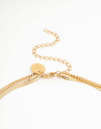 Waterproof Gold Plated Stainless Steel Cubic Zirconia Snake & Charm Layered Necklace - link has visual effect only