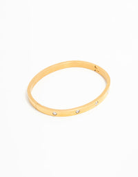 Waterproof Gold Plated Stainless Steel Diamante Hinge Bangle - link has visual effect only