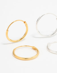 Gold Plated Sterling Silver Mixed Hoop Earrings 2-Pack - link has visual effect only