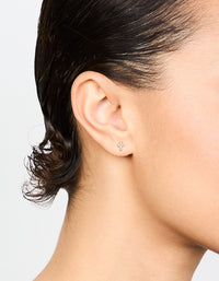 Gold Plated Sterling Silver Mini Diamante Cross Stud Earrings - link has visual effect only