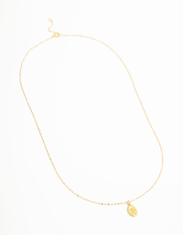 Gold Plated Sterling Silver St. Christopher Pendant Necklace