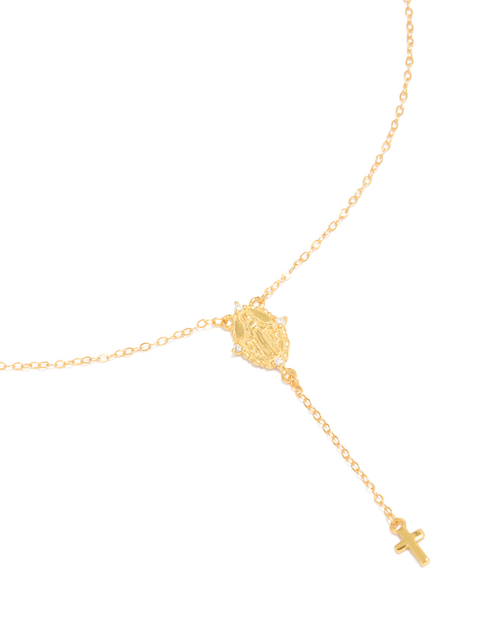Gold Plated Sterling Silver Rosary Cross Necklace
