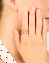 Waterproof Gold Plated Stainless Steel Organic Rings 3-Pack - link has visual effect only