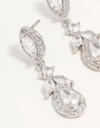 Silver Cubic Zirconia Halo Drop Earrings - link has visual effect only