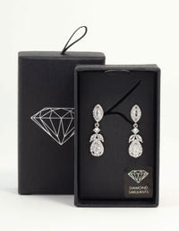 Silver Cubic Zirconia Halo Drop Earrings - link has visual effect only