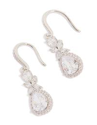 Silver Cubic Zirconia Halo Hook Earrings - link has visual effect only