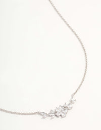 Silver Cubic Zirconia Flower & Vine Necklace - link has visual effect only