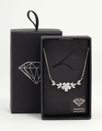 Silver Cubic Zirconia Flower & Vine Necklace - link has visual effect only