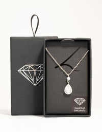 Silver Pear Cubic Zirconia Pendant Necklace - link has visual effect only