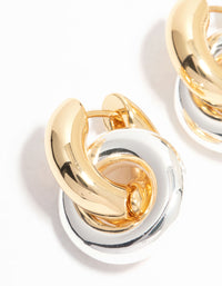 Gold & Silver Plated Double Rondell Huggie Drop Earrings - link has visual effect only