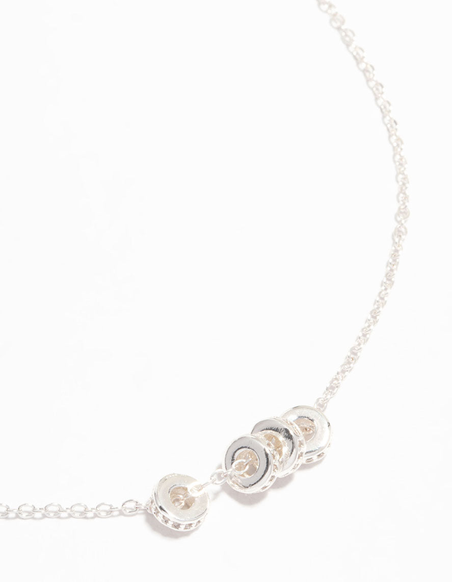 Silver Plated Cubic Zirconia Rondell Pendant Necklace
