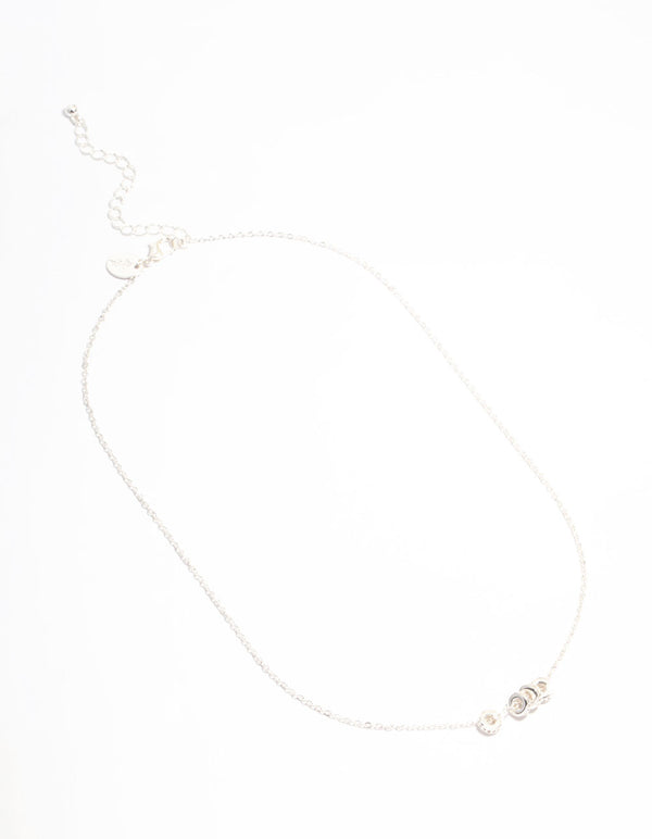 Silver Plated Cubic Zirconia Rondell Pendant Necklace