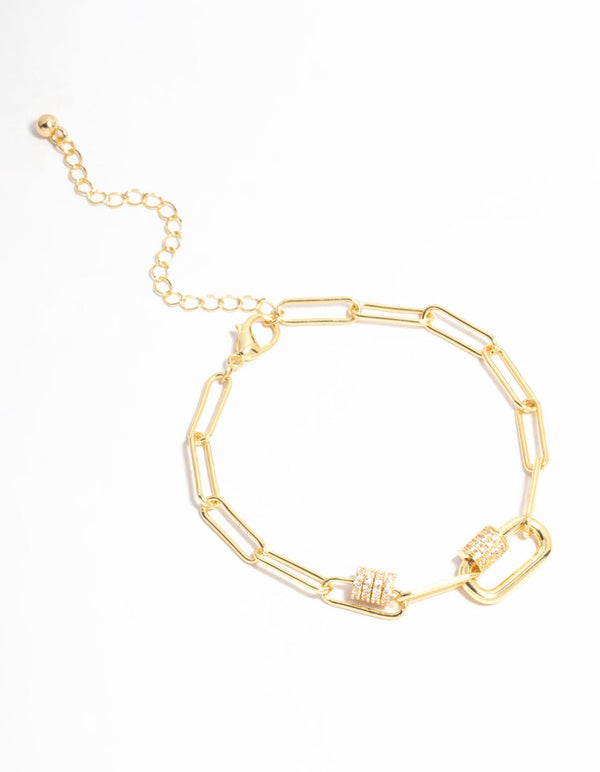 Gold Plated Mini Oval Rondell Link Bracelet