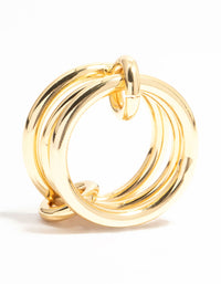 Gold Plated Stacked Connected Links Ring - link has visual effect only