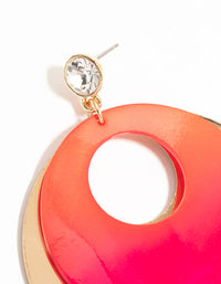 Gold Pink Diamante &  Circle Drop Earrings - link has visual effect only