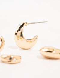 Gold Classic Plain & Diamante Hoop Earrings 3-Pack - link has visual effect only