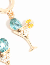 Gold Cocktail Drop Huggie Earrings - link has visual effect only