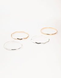Mixed Metals Plain & Wavy Bangles 4-Pack - link has visual effect only
