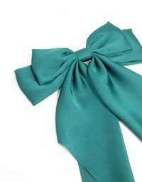 Green Satin Fabric Bow Drop Clip - link has visual effect only