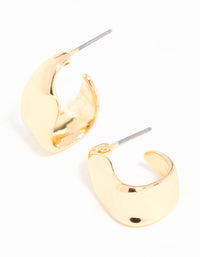 Gold Plated Wavy Molten Hoop Earrings - link has visual effect only