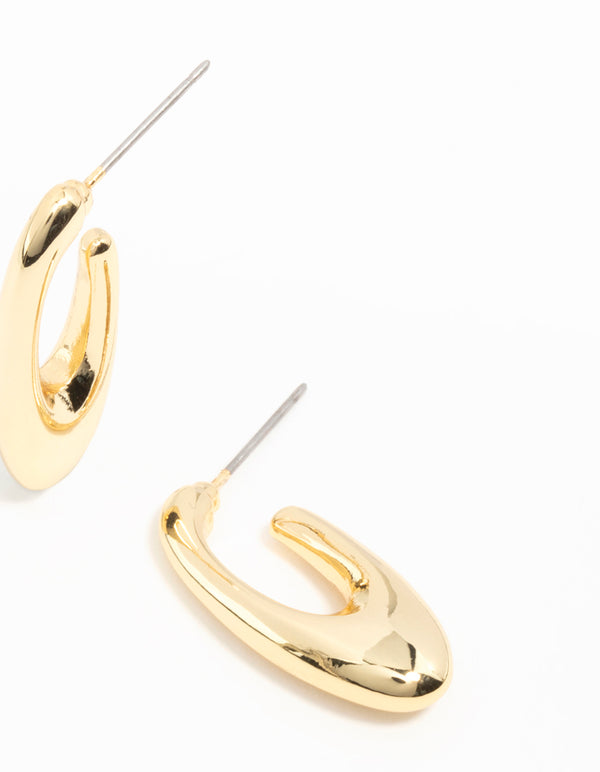 Gold Plated Drop Mini Hoop Earrings