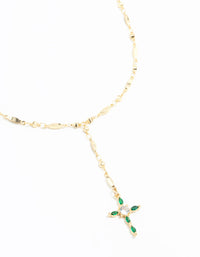 Emerald Cross Chain Y-Necklace - link has visual effect only