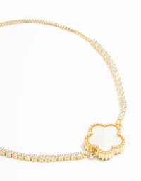 Gold Plated Mini Cubic Zirconia Flower Toggle Bracelet - link has visual effect only