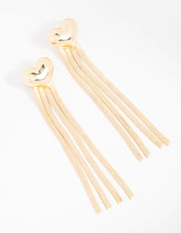 Gold Heart Snake Chain Drop Earrings - link has visual effect only