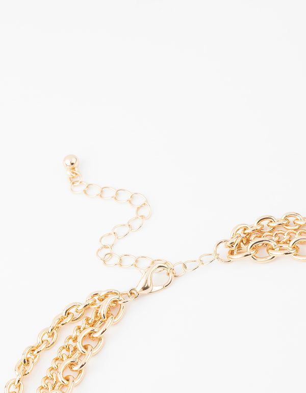 Gold Heart & Textured Charm Layered Necklace