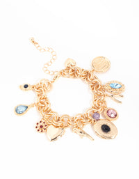 Gold Diamante & Heart Charm Bracelet - link has visual effect only
