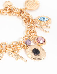 Gold Diamante & Heart Charm Bracelet - link has visual effect only