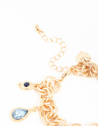 Gold Diamante & Heart Charm Bracelet - link has visual effect only