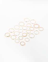 Gold Mixed Twisted Diamante Rings 22-Pack - link has visual effect only