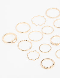Gold Mixed Twisted Diamante Rings 22-Pack - link has visual effect only