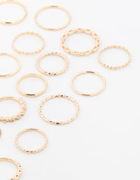 Gold Mixed Twisted Diamante Rings 22-Pack - link has visual effect only