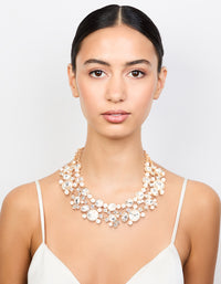 Gold Statement Diamante & Pearl Necklace - link has visual effect only