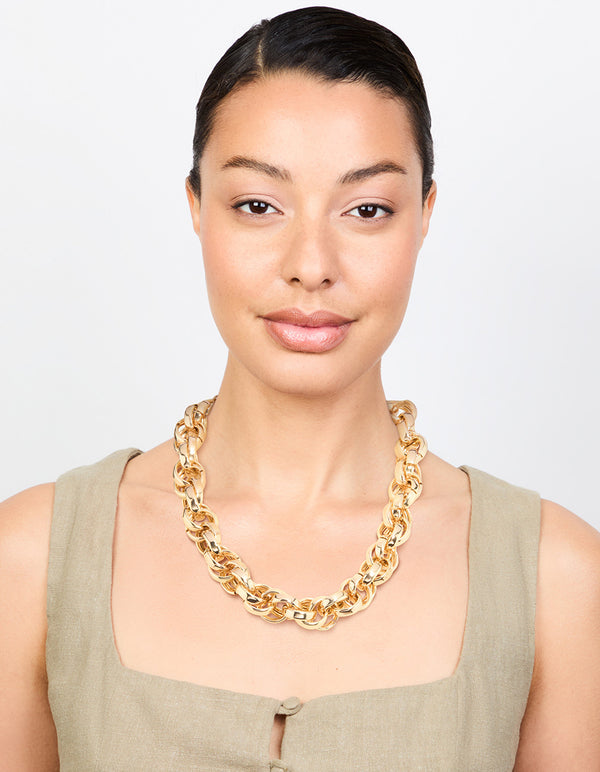 Large Gold Open Chain Necklace