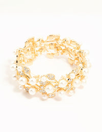 Gold Diamante Floral Stretch Bracelet - link has visual effect only