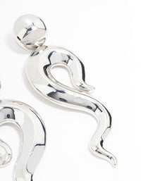 Silver Plated Long Swirl Stud Earrings - link has visual effect only