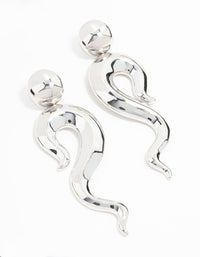 Silver Plated Long Swirl Stud Earrings - link has visual effect only