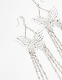 Silver Butterfly Cupchain Drop Earrings - link has visual effect only
