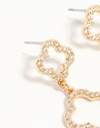 Gold Cubic Zirconia Flower Drop Earrings - link has visual effect only